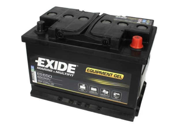 Baterie auto EXIDE Equipment Gel ES650, tensiune 12 V, amperaj 56 Ah, curent pornire 460 A, borna dreapta plus
