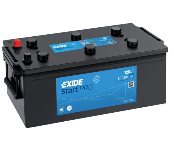 Baterie camion EXIDE Start PRO EG1203, tensiune 12 V, amperaj 120 Ah, curent pornire 680 A, borna stanga plus