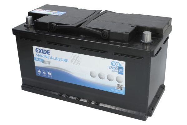 Baterie auto EXIDE Marine and Leisure DUAL EFB EZ850, tensiune 12 V, amperaj 100 Ah, curent pornire 900 A, borna dreapta plus