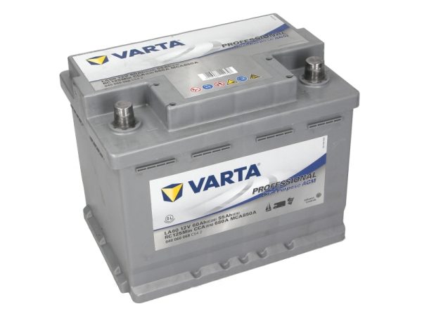 Baterie auto VARTA LA60 Professional Dual Purpose AGM 840060068, tensiune 12 V, amperaj 60 Ah, curent pornire 680 A, borna dreapta plus
