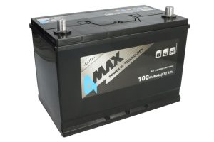 Baterie auto 4MAX Ecoline BAT100/800R/JAP/4MAX, tensiune 12 V, amperaj 100 Ah, curent pornire 800 A, borne subtiri, dreapta plus