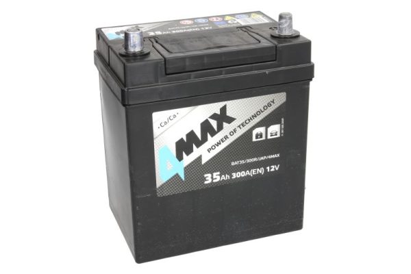 Baterie auto 4MAX BAT35/300R/JAP/4MAX, tensiune 12 V, amperaj 35 Ah, curent pornire 300 A, borne subtiri, dreapta plus