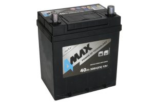 Baterie auto 4MAX BAT40/330R/JAP/4MAX, tensiune 12 V, amperaj 40 Ah, curent pornire 330 A, borne subtiri, dreapta plus