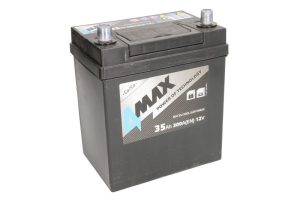 Baterie auto 4MAX BAT35/300L/JAP/4MAX, tensiune 12 V, amperaj 35 Ah, curent pornire 300 A, borne subtiri, stanga plus