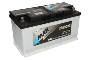 Baterie auto 4MAX Deep Cycle BAT105/720R/DC/4MAX, tensiune 12 V, amperaj 105 Ah, curent pornire 720 A, dreapta plus