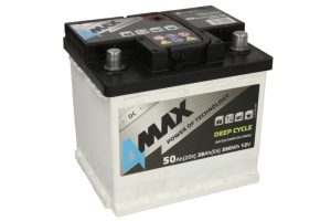 Baterie auto 4MAX Deep Cycle BAT50/350R/DC/4MAX, tensiune 12 V, amperaj 50 Ah, curent pornire 350 A, dreapta plus