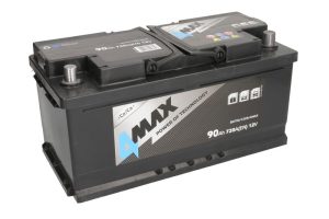 Baterie auto 4MAX Ecoline BAT90/720R/4MAX, tensiune 12 V, amperaj 90 Ah, curent pornire 720 A, dreapta plus