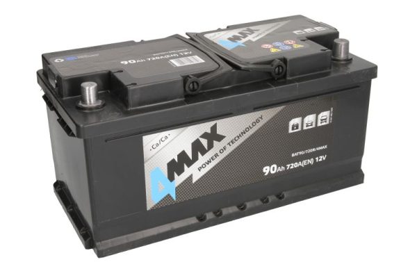 Baterie auto 4MAX Ecoline BAT90/720R/4MAX, tensiune 12 V, amperaj 90 Ah, curent pornire 720 A, dreapta plus