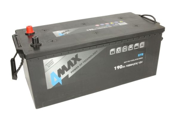 Baterie camion 4MAX EFB BAT190/1050L/EFB/4MAX, tensiune 12 V, amperaj 190 Ah, curent pornire 1050 A, stanga plus