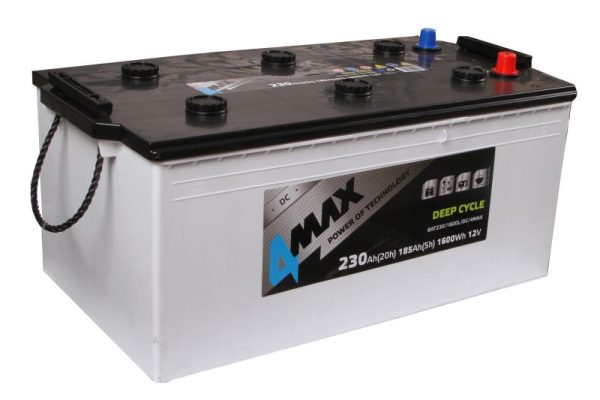 Baterie auto 4MAX Deep Cycle BAT230/1600L/DC/4MAX, tensiune 12 V, amperaj 230 Ah, curent pornire 1600 A, stanga plus