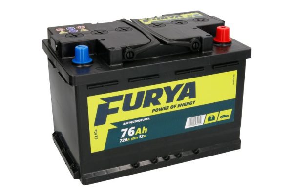 Baterie auto FURYA BAT76/720R/FURYA, tensiune 12 V, amperaj 76 Ah, curent pornire 720 A, borna dreapta plus