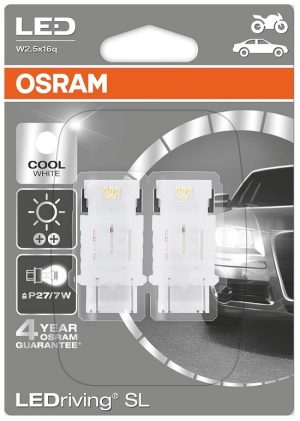 Set 2 becuri auto LED OSRAM Retrofit 3548CW-02B, P27/7W, 2.5W, W2.5x16Q, 6000 K, blister