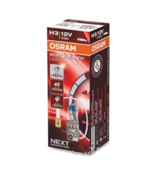Bec far faza lunga 12 V, H3 55 W Night Breaker Laser Nextgen +150, OSRAM 64151NL