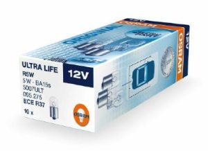 Bec semnalizator 12 V, R5W Ultra Life, set 10 bucati, OSRAM 5007ULT