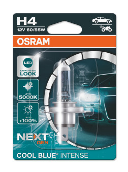 Bec far faza lunga 12 V, H4 60/55 W Cool Blue Intense, blister, Nextgen, 1 bucata, OSRAM 64193CBN-01B