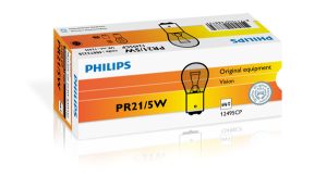 Bec incandescent rosu pentru frana PR21/5W 12 V, BAW15d, PHILIPS 12495CP