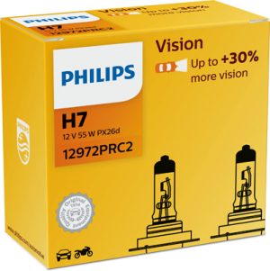 Set 2 becuri far H7 55W 12 V, Vision PHILIPS 12972PRC2