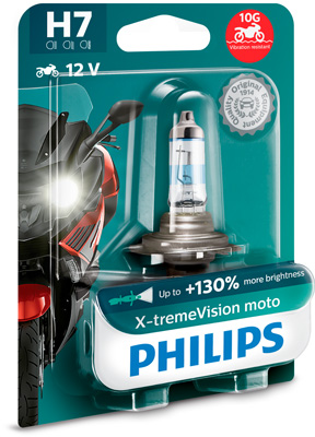 Bec far faza lunga moto H7 X-Treme Vision 12 V, 55W, blister, PHILIPS 12972XV+BW