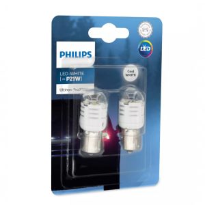Set 2 becuri auxiliare cu LED 12 V, P21W Ultinon Pro6000Si White PHILIPS 11498CU60X2