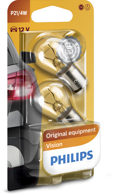 Set 2 becuri stop frana P21/4W 12 V, blister, PHILIPS 12594B2
