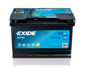 Baterie auto EXIDE Start-Stop AGM EK620, 12 V, 62 Ah, 680A, 242x175x190 mm