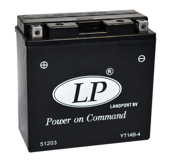 Baterie motocicleta LANDPORT AGM LP YT14B-BS, tensiune 12 V, amperaj 12 Ah, cu pachet acid