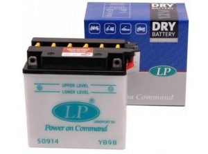 Baterie motocicleta LANDPORT LP YB9B, tensiune 12 V, amperaj 9 Ah, cu pachet acid, borna inversa stanga +