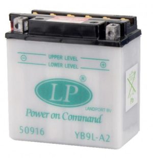 Baterie motocicleta LANDPORT LP YB9L-A2, tensiune 12 V, amperaj 9 Ah, cu pachet acid