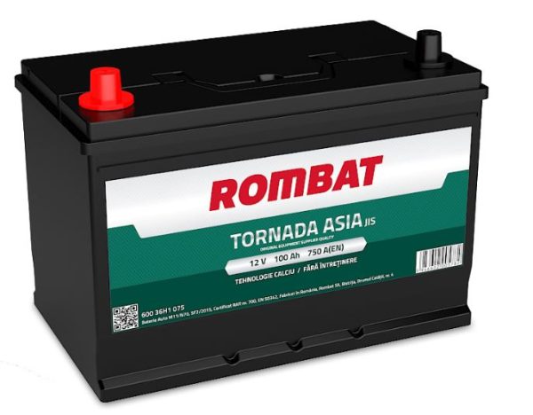 Baterie auto ROMBAT TORNADA ASIA 60036H1075, tensiune 12 V, amperaj 100 Ah, curent pornire 750 A