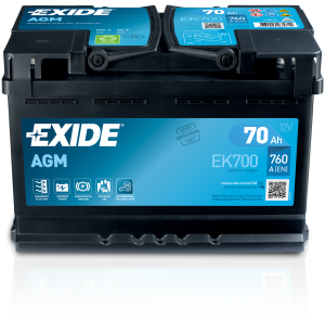 Baterie auto EXIDE AGM EK700,  12 V, 70 Ah, 760 A, 278x175x190 mm