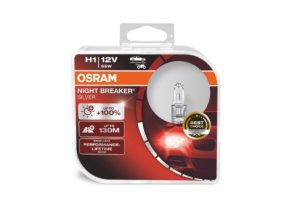 Set 2 becuri halogen OSRAM Night Breaker Silver 64150NBS-HCB, H1, tensiune 12V, putere 55W, soclu P14.5s