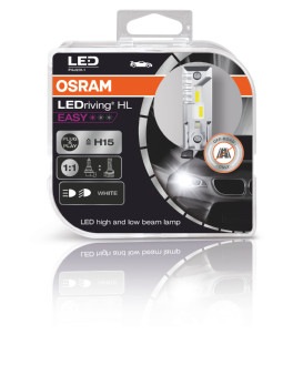 Set 2 becuri LED OSRAM LEDdriving HL Easy 64176DWESY-HCB, H15, tensiune 12V, putere 16W, soclu PGJ23t-1, 1250 lm, 6500K