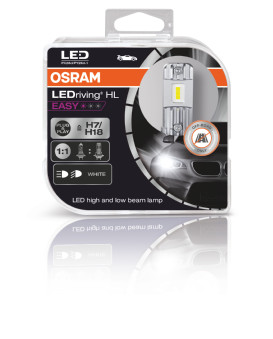 Set 2 becuri LED OSRAM LEDdriving HL Easy 64210DWESY-HCB, H7, tensiune 12V, putere 16W, soclu PX26d, 6500K