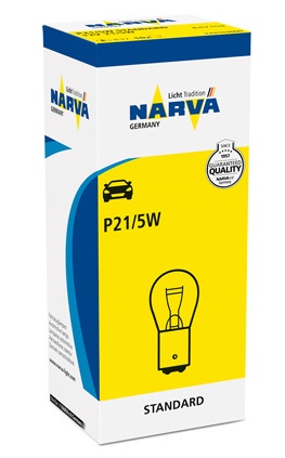 Bec lumina zi NARVA 17916, P21/5W, tensiune 12V, putere 21/5 W, conector BAY15d, filament dublu, alb, se vinde la set de 10 bucati/pret pe bucata