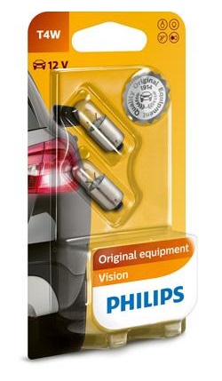 Set 2 becuri semnalizator PHILIPS 12929B2, 12V, 4W, lampa sferica, T4W, BA9s