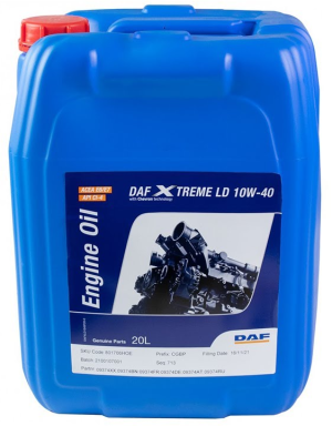 Ulei motor DAF Xtreme LD 10W40 09374BN, volum 20 litri, semi sintetic