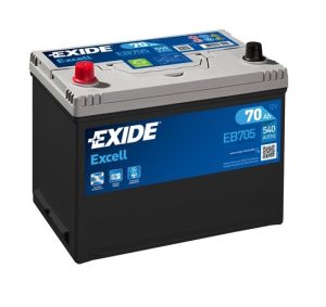Baterie auto EXIDE Excell EB705, tensiune 12 V, amperaj 70 Ah, curent pornire 540 A, Asia, borna inversa – AutoRival | AutoRival