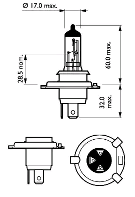 Set 2 becuri far faza lunga PHILIPS LongerLife 12342ELC2, H4, 12V, 60/55W, P43t-38, halogen Set 2 becuri far faza lunga PHILIPS LongerLife 12342ELC2, H4, 12V, 60/55W, P43t-38, halogen – imagine produs