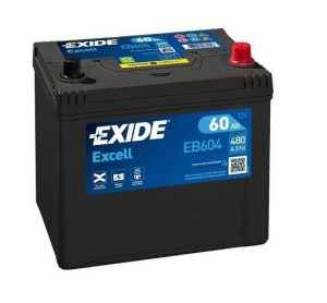 Baterie auto EXIDE Excell EB604, tensiune 12 V, amperaj 60 Ah, curent pornire 480 A, Asia, borna normala – AutoRival | AutoRival