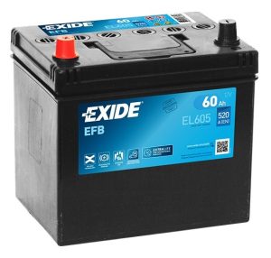 Baterie auto EXIDE EFB EL605, 12 V, 60 Ah, 520 A, 230x173x222 mm, borna stanga plus – AutoRival | AutoRival