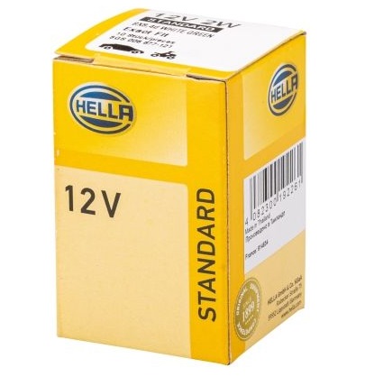 Bec auto incandescent iluminat bord, cu mufa, 12V 2W BX8.4d, HELLA 8GS 006 677-121 Bec auto incandescent iluminat bord, cu mufa, 12V 2W BX8.4d, HELLA 8GS 006 677-121 – imagine produs