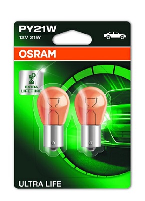 Set 2 becuri semnalizator 12 V, PY21W Ultra Life, blister, OSRAM 7507ULT-2BL – imagine produs