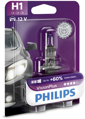 Bec far H1 55W 12 V, Vision Plus PHILIPS 12258VPB1 – imagine produs