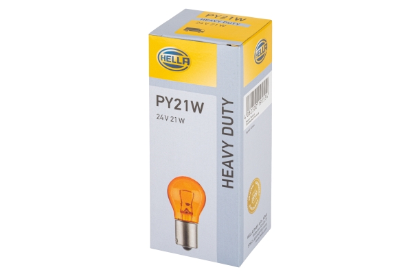 Bec auto semnalizator HELLA HEAVY DUTY 8GA 006 841-241, tensiune 24V, putere 21W, PY21W, conector BAU15s, halogen, comanda minima 10 bucati Bec auto semnalizator HELLA HEAVY DUTY 8GA 006 841-241, tensiune 24V, putere 21W, PY21W, conector BAU15s, halogen, comanda minima 10 bucati – imagine produs