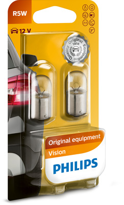 Set 2 becuri auxiliare PHILIPS 12821B2, R5W BA15S 12V, blister – imagine produs
