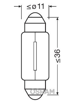 Bec incandescent cu mufa OSRAM ORIGINAL 6461, 12V, 10W, SV8.5-8, comanda minima 10 bucati Bec incandescent cu mufa OSRAM ORIGINAL 6461, 12V, 10W, SV8.5-8, comanda minima 10 bucati – imagine produs