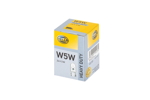 Bec auto pentru lumini de stationare HELLA HEAVY DUTY 8GP 003 594-251, W5W, conector W2.1×9.5D, tensiune 24V, putere 5W Bec auto pentru lumini de stationare HELLA HEAVY DUTY 8GP 003 594-251, W5W, conector W2.1×9.5D, tensiune 24V, putere 5W – imagine produs