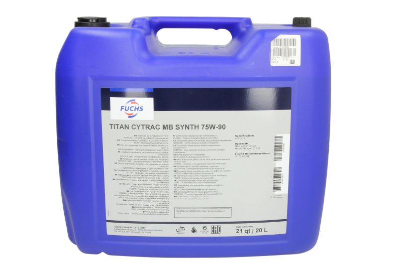 Ulei transmisie manuala FUCHS TITAN CYTRAC MB SYNTH 75W90, volum 20 litri Ulei transmisie manuala FUCHS TITAN CYTRAC MB SYNTH 75W90, volum 20 litri – imagine produs