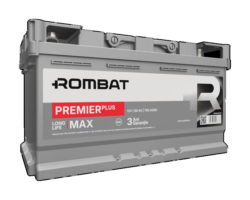 Baterie auto ROMBAT PREMIER PLUS 5802KA0076, 80 Ah, 760 A, 12 V, 315 x 175 x 175 mm – AutoRival | AutoRival