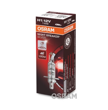 Bec far faza lunga 12 V, H1 55 W Night Breaker Silver +100, OSRAM 64150NBS Bec far faza lunga 12 V, H1 55 W Night Breaker Silver +100, OSRAM 64150NBS – imagine produs